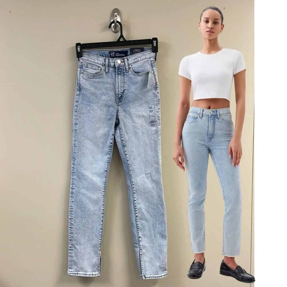 GAP High Rise Vintage Slim Jeans Size 00/24 Regular Light Wash - NWT